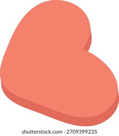 Heart shape bead with soft shading and beveled edge, glossy finish, flat style. Puffy charm form with smooth contour and subtle highlight. Cartoon vector illustration