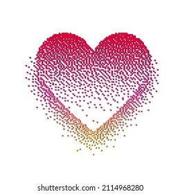 Heart Shape With  Bitmap Retro Effect  On White Background.