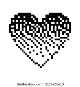 Heart Shape With  Bitmap Retro Effect  On White Background.