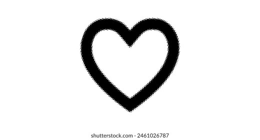 Forma de corazón. Silueta de corazón descolorido negro aislado sobre fondo blanco. Moderno marco de semitonos de desvanecimiento. Fundidos para impresiones de diseño. Desvanecimiento contemporáneo