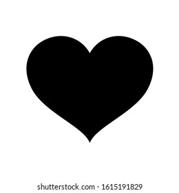 Herzform, schwarz einzeln auf weißem Hintergrund, Symbol einer herzförmigen Wohnung, schwarze Herzform für die Valentinenkarte, Herzform für Logo-Design