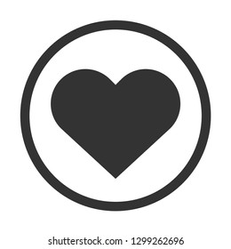 Heart Shape Black Web Icon in circle shape, Isolated on white background Vector iconic Illustration