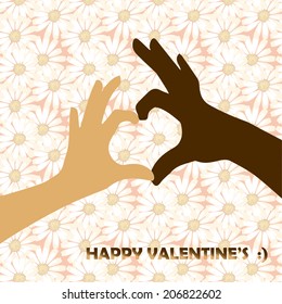 heart shape black and white hand vector illustration