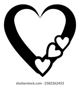 Heart shape with bold outline and small other heart shape on the bold outline.