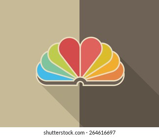 Heart shape book. Colorful vector icon.