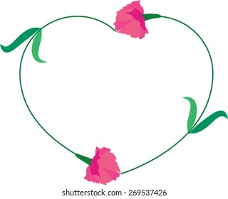 heart shape border with carnation flowers