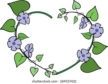 heart shape border with morning glory flowers