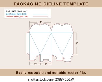 Heart Shape Box, Gift Box, Storage Box Dieline Template Editable Vector File.