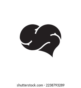 ilustración vectorial del diseño del logotipo del cerebro de forma cardíaca.
