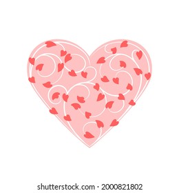heart shape with branches and small hearts as leaves. vector illustration. love tree symbol. design element for greeting card, invitation. valentine day. pink and red color image