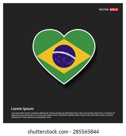 Heart Shape Brazil Flag