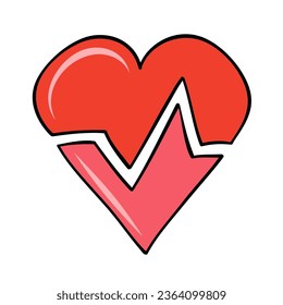 heart shape broken cardio line art drawn