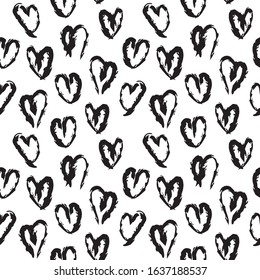 Heart shape Brush Strokes Seamless Pattern for valentine’s day, fashion prints, patterns and backgrounds