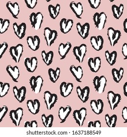 Heart shape Brush Strokes Seamless Pattern for valentine’s day, fashion prints, patterns and backgrounds