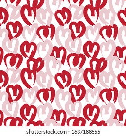 Heart shape Brush Strokes Seamless Pattern for valentine’s day, fashion prints, patterns and backgrounds