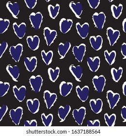 Heart shape Brush Strokes Seamless Pattern for valentine’s day, fashion prints, patterns and backgrounds