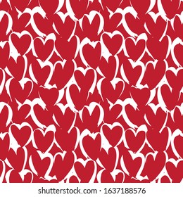 Heart shape Brush Strokes Seamless Pattern for valentine’s day, fashion prints, patterns and backgrounds