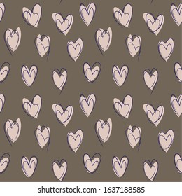 Heart shape Brush Strokes Seamless Pattern for valentine’s day, fashion prints, patterns and backgrounds