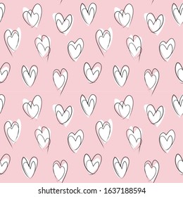 Heart shape Brush Strokes Seamless Pattern for valentine’s day, fashion prints, patterns and backgrounds