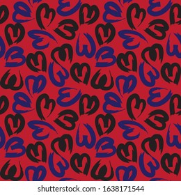 Heart shape Brush Strokes Seamless Pattern for valentine’s day, fashion prints, patterns and backgrounds
