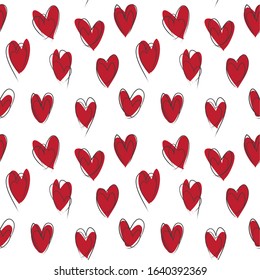 Heart shape Brush Strokes Seamless Pattern for valentine’s day, fashion prints, patterns and backgrounds