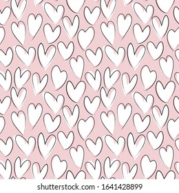 Heart shape Brush Strokes Seamless Pattern for valentine’s day, fashion prints, patterns and backgrounds