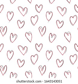Heart shape Brush Strokes Seamless Pattern for valentine’s day, fashion prints, patterns and backgrounds