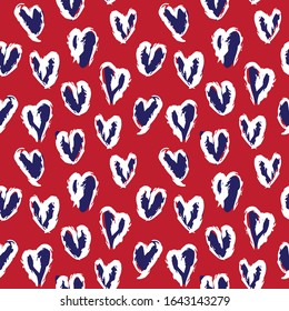 Heart shape Brush Strokes Seamless Pattern for valentine’s day, fashion prints, patterns and backgrounds