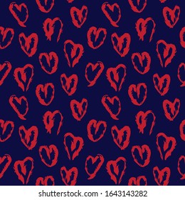 Heart shape Brush Strokes Seamless Pattern for valentine’s day, fashion prints, patterns and backgrounds