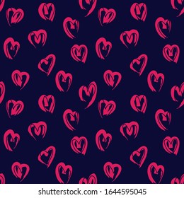 Herzform Brush Strokes Nahtloses Muster für Valentinstag, Modedrucke, Muster und Hintergründe