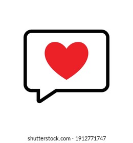 forma de corazón con vector de icono de charla de burbujas