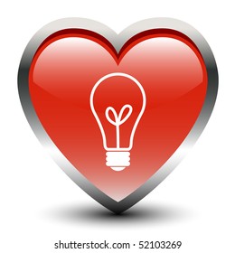 Heart Shape Bulb Sign Icon