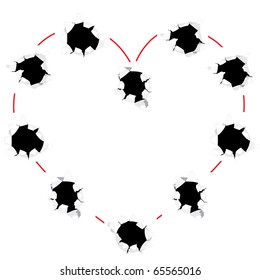 Heart shape from bullet holes