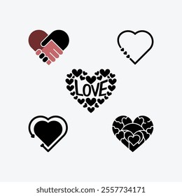 Heart shape bundle love icon logo bundle
