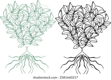 a heart shape bush illustration