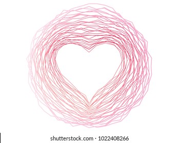 Heart shape by doodle lines pattern red color with space for text for frame, background or design element vector in valentine day or love concept.