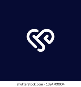 Heart shape with C, P, J, K letter concept design for commercial use 