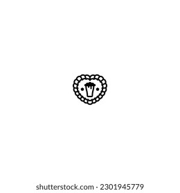 heart shape cake icon with black color