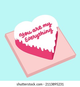 Heart Shape Cake. Korean Romantic Cake. Pink cake with White Icing. Gift for Couple. Pastel Theme Sweet Cake