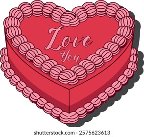 Heart shape cake for valentine love couple vector art illustration