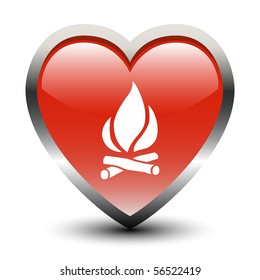 Heart Shape Campfire Sign Icon