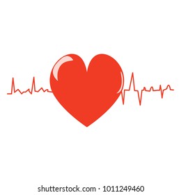 Heart Shape with Cardiogram vector illustration. Art design health medical heartbeat pulse. Abstract Heartbeat line ecg graphic element.