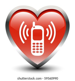 Heart Shape Cellphone Sign  Icon