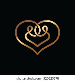 heart shape celtic overlapped concept logo logotype