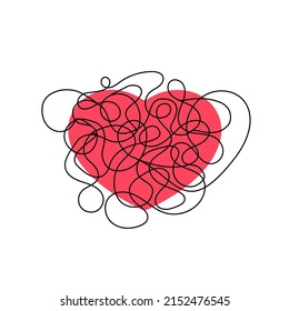 Heart shape with chaos line over it illustration