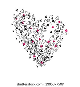 Heart shape from 
chaotic small hearts in vector.