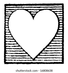 Heart shape character part of a complete alphabet of vintage rubber stamp letters