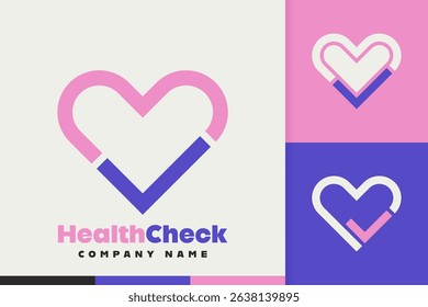 Heart shape with check mark mean health check. Logo design set for medicine, health, pharmacy and application icon. Vector illustration 