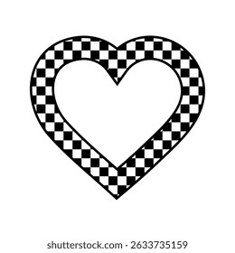 Heart shape with checkered pattern over white background, vector illustration.