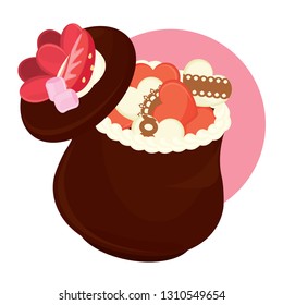 Heart shape Chocolate in Chocolate Pot 